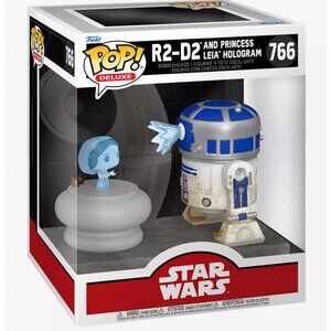 Funko Star Wars Pop! Deluxe #766: R2-D2 & Princess Leia Hologram Figures - NEW